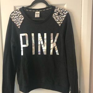 PINK Rhinestone Crewneck
